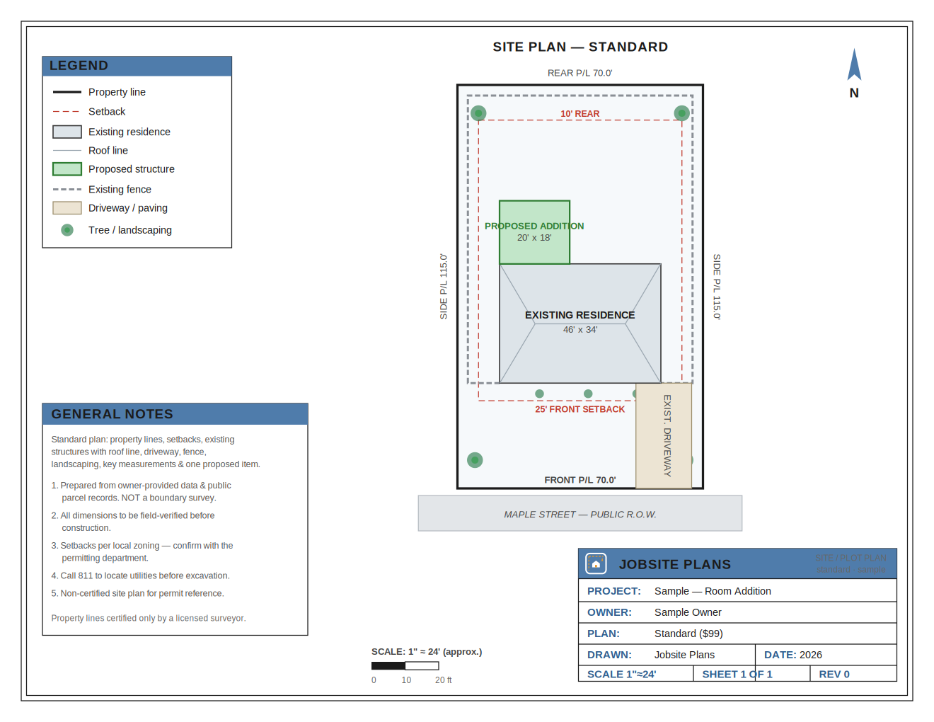 STANDARD SITE PLAN — $99