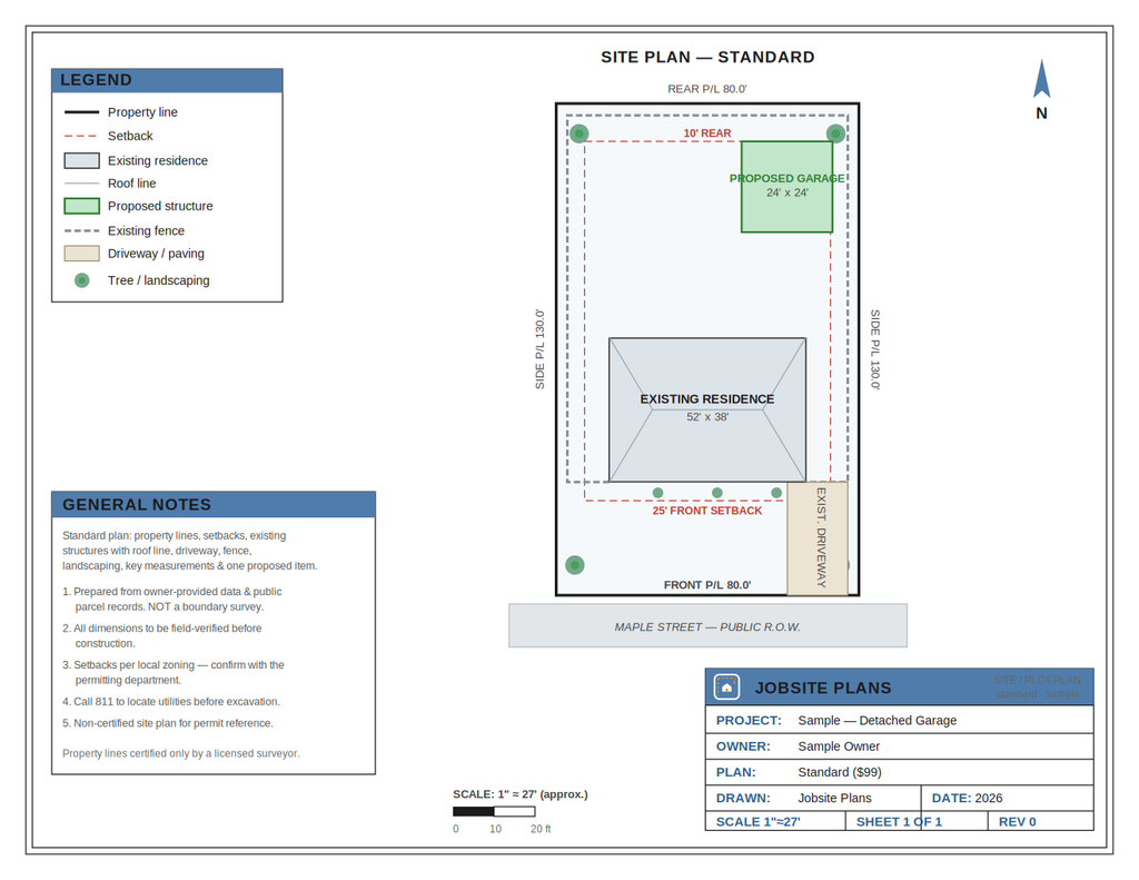 STANDARD SITE PLAN — $99