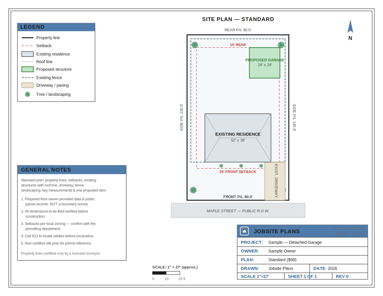 STANDARD SITE PLAN — $99