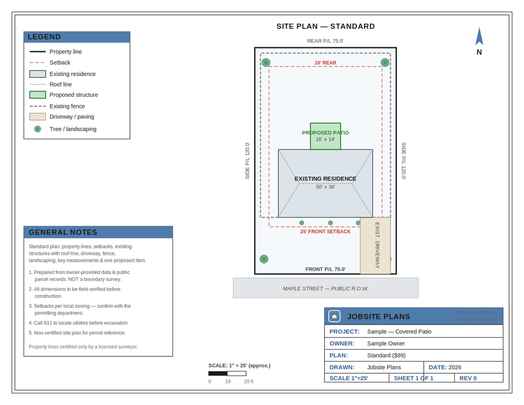 STANDARD SITE PLAN — $99