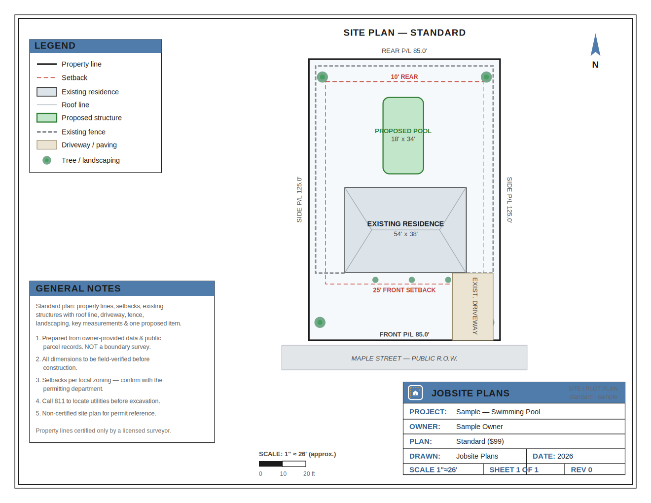 STANDARD SITE PLAN — $99